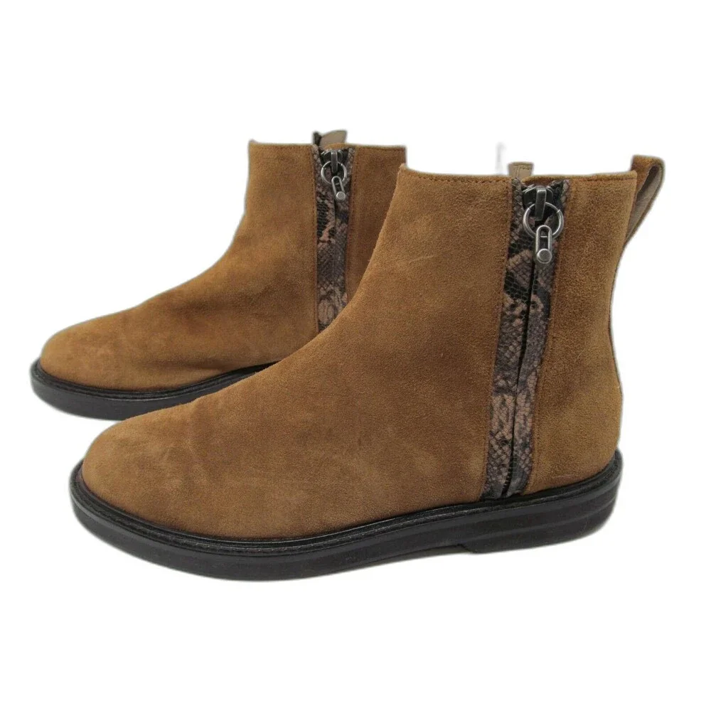 Donald J. Pliner Womens Brown Suede Double Side Zippers Ankle Boots Size US 8.5